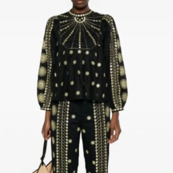 NWOT Farm Rio Sun Embroidered Blouse - Picture 3 of 12